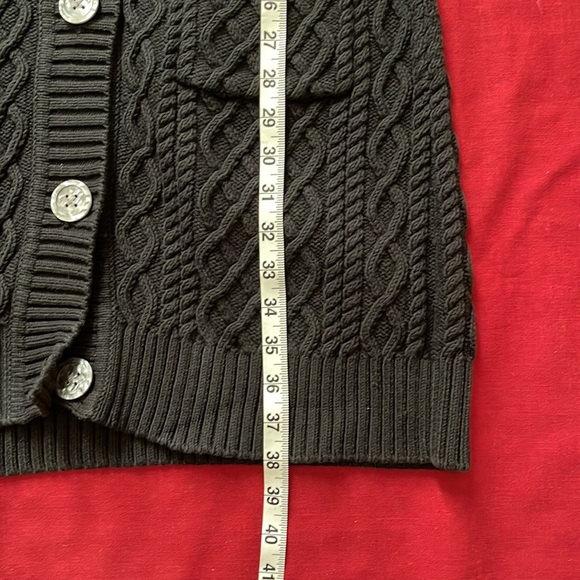 Banana Republic Sz M Belted Black Chunky Knit  Button Down Long Cardigan - Picture 16 of 16